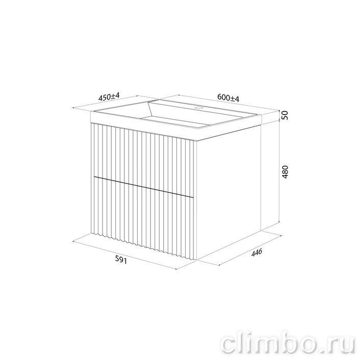 Тумба с умывальником подвесная, 60 см, белый, Билд (Bild) 2.0, IDDIS, BIL60W1i95K подходит умыв. 4516000i28 — фото, детали конструкции
