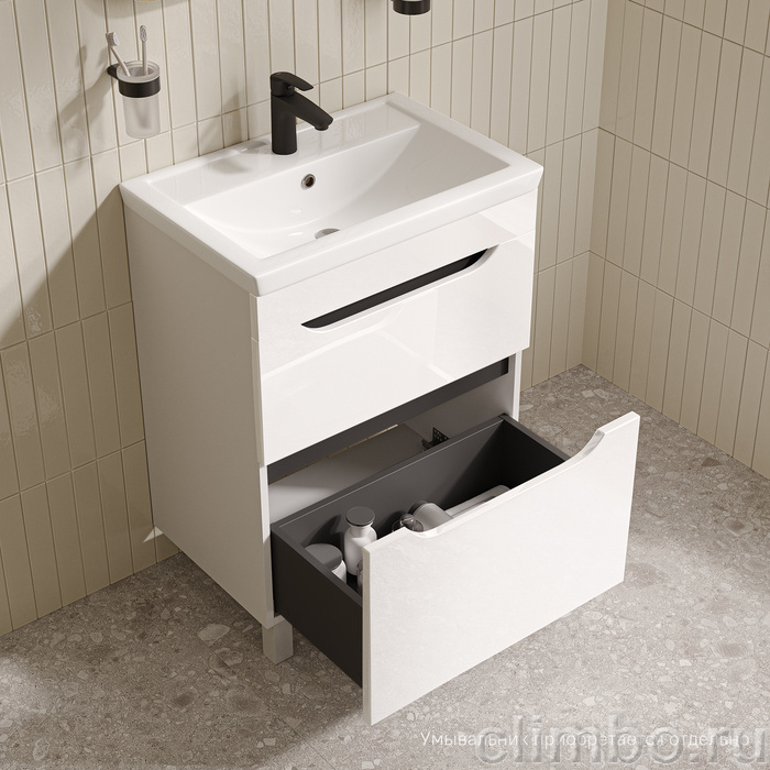 Тумба напольная, 60 см, белый, Рэй (Ray), IDDIS, RAY60WFi95 подходит умыв. 4076000i28 — фото, детали конструкции