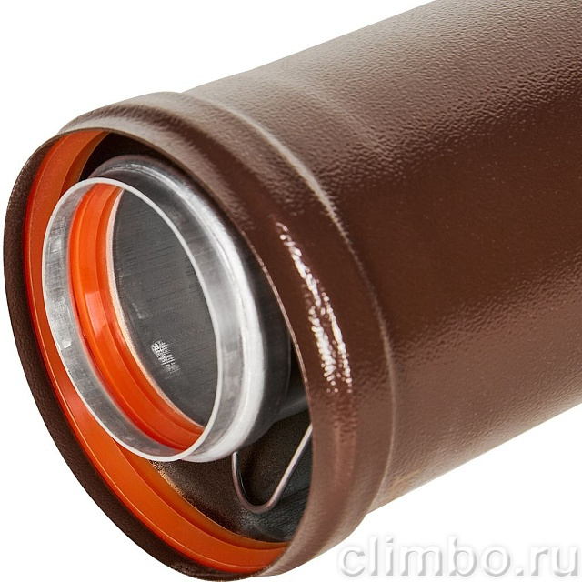 STOUT Удлинитель дымохода традиц. коакс. D60(п-м)/100(п-м), L250, КОРИЧНЕВЫЙ — фото, детали конструкции