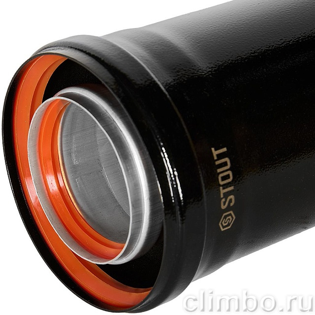 STOUT SCR-8125-600250 STOUT Удлинитель дымохода традиц. коакс. D80(п-м)/125(п-м), L250, ЧЕРНЫЙ — фото, детали конструкции