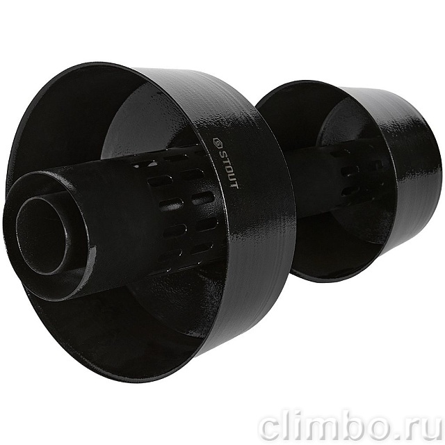 STOUT Оголовок вертикальный с ветрозащитой традиц. коакс. D60(п)/100(п) ЧЕРНЫЙ широкий — фото, детали конструкции