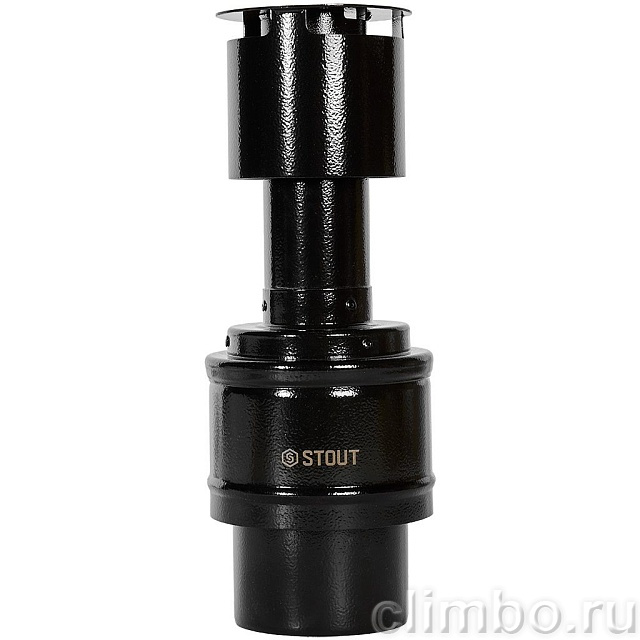 STOUT Оголовок вертикальный с ветрозащитой конденсац. коакс. D60(п)/100(п) ЧЕРНЫЙ узкий — фото, детали конструкции