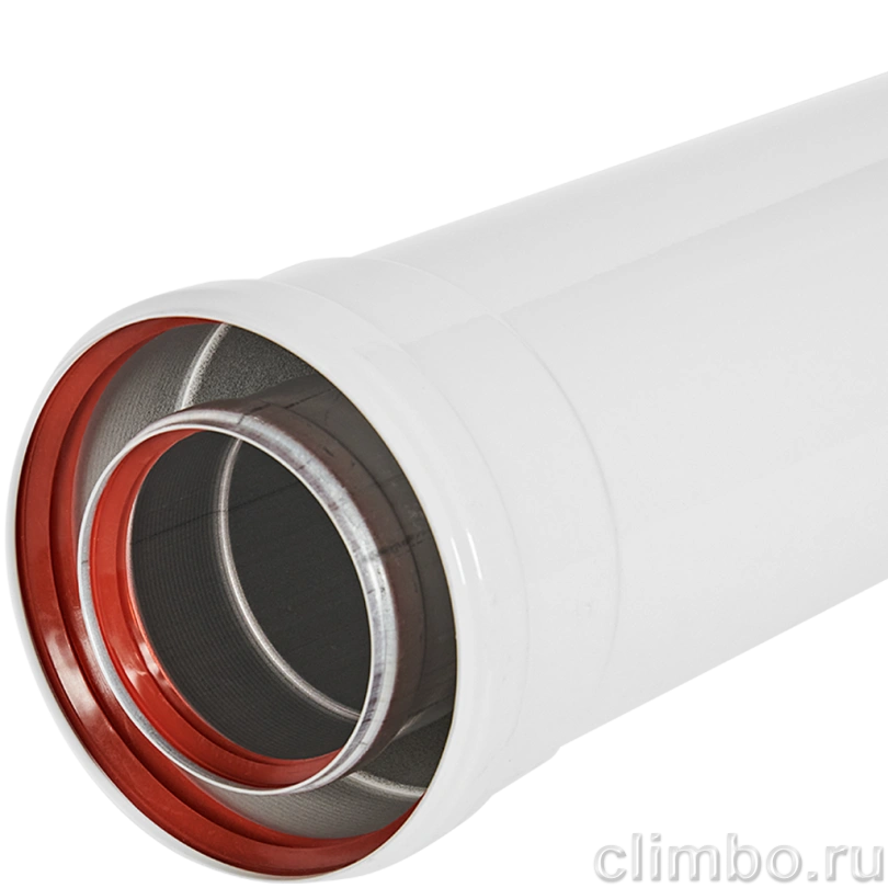 Удлинитель дымохода традиционный коаксиальный ROMMER D80(п-м)/125(м-п), L1000 — фото, детали конструкции