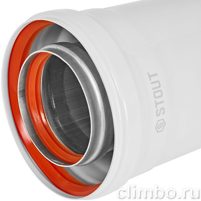STOUT Удлинитель дымохода традиц. коакс. D80(п-м)/125(п-м), L1000 — фото, детали конструкции